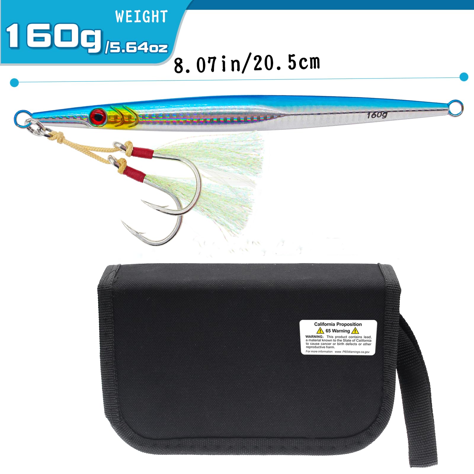 Silver 160g saltwater vertical jig set