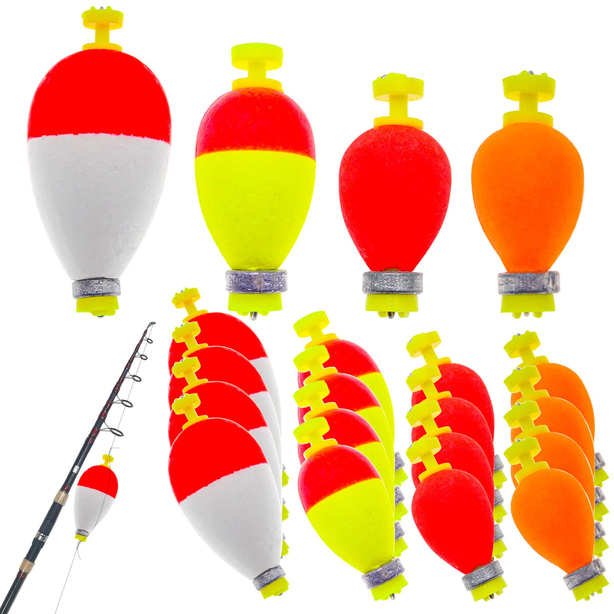 Gefischtter 16pcs fishing bobbers set, assorted sizes