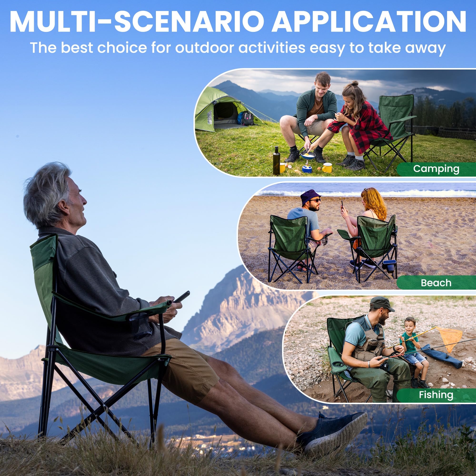 Geisoun chair supports up to 300 pounds for versatile outdoor use.