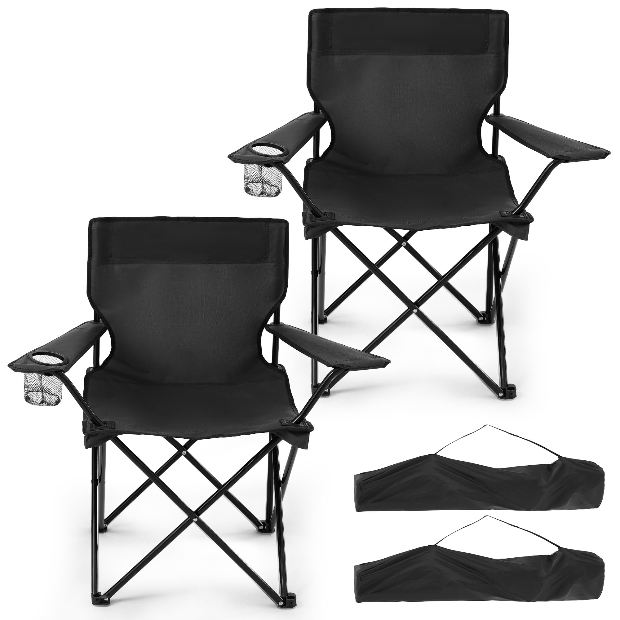 Geisoun two-pack folding chairs with cup holder for quick outdoor seating