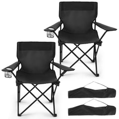 Geisoun two-pack folding chairs with cup holder for quick outdoor seating