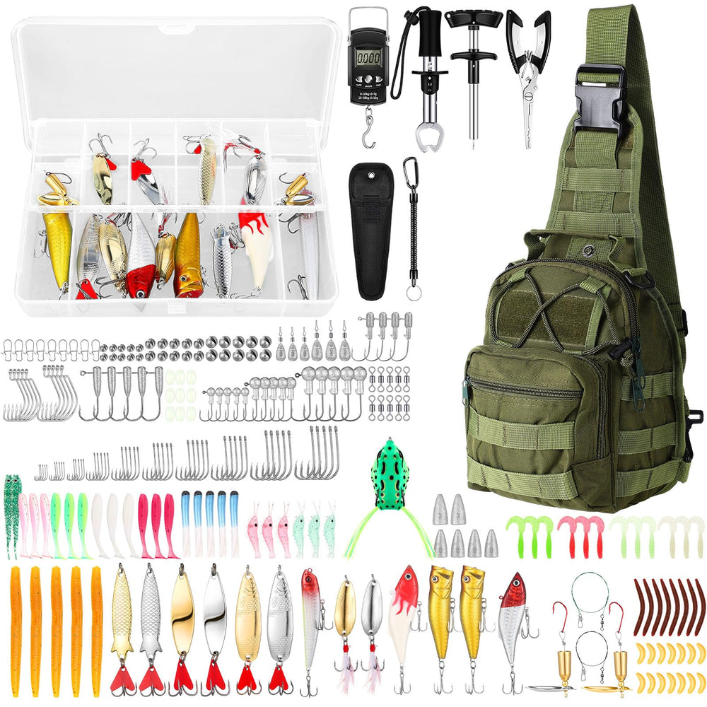 Gemscream 393-piece fishing tackle kit box keeps gear organized for trips.