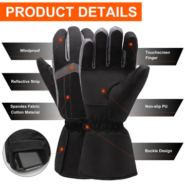 GEMSTONEGO heated gloves reflective strips for better nighttime visibility
