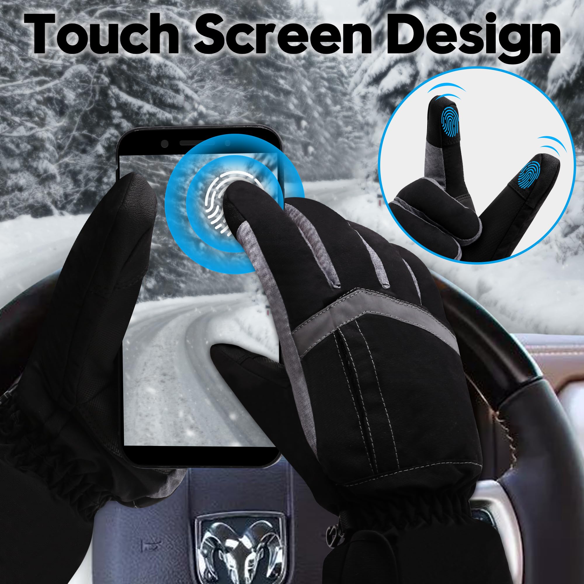 GEMSTONEGO heated gloves touchscreen thumb for easy device use