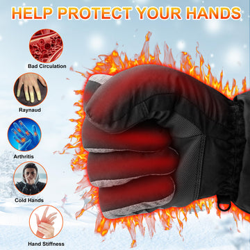 GEMSTONEGO heated gloves adjustable wrist strap sealing out cold wind
