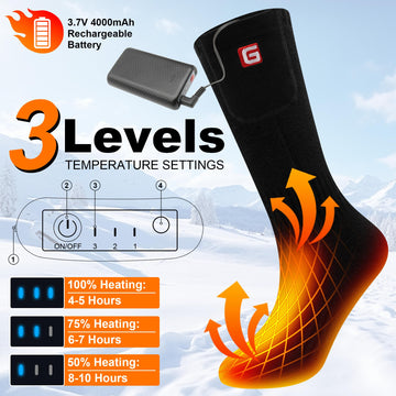 GemstoneGO heated socks cotton-insulated fabric detail highlights soft, breathable warmth for daily wear.
