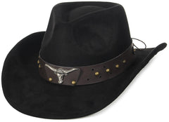 GEMVIE suede cowboy hat front view in black-2