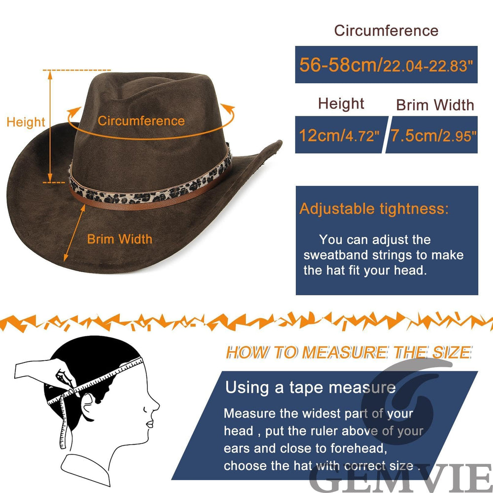 Unisex GEMVIE suede cowgirl hat on display