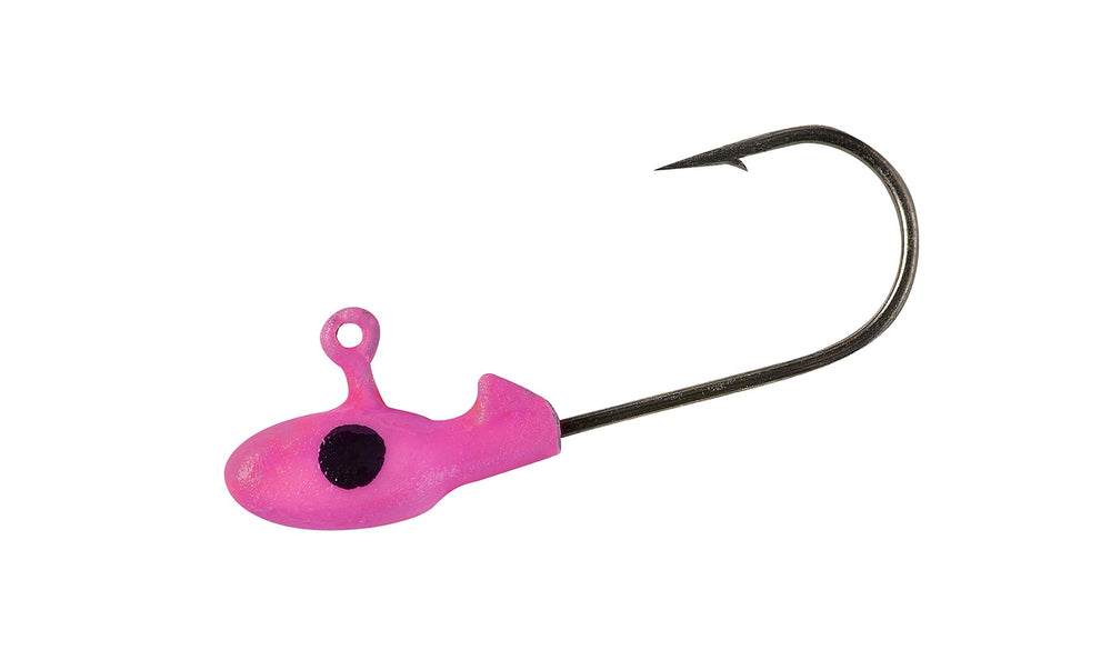 Gene Larew Crappie Pro Mo' Glo pink glow jig head boosts visibility for crappie in low light