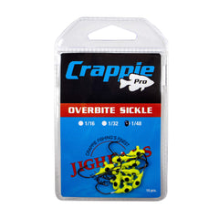 Gene Larew Crappie Pro Overbite Sickle Mo' Glo jig head glows brighter for low-light visibility