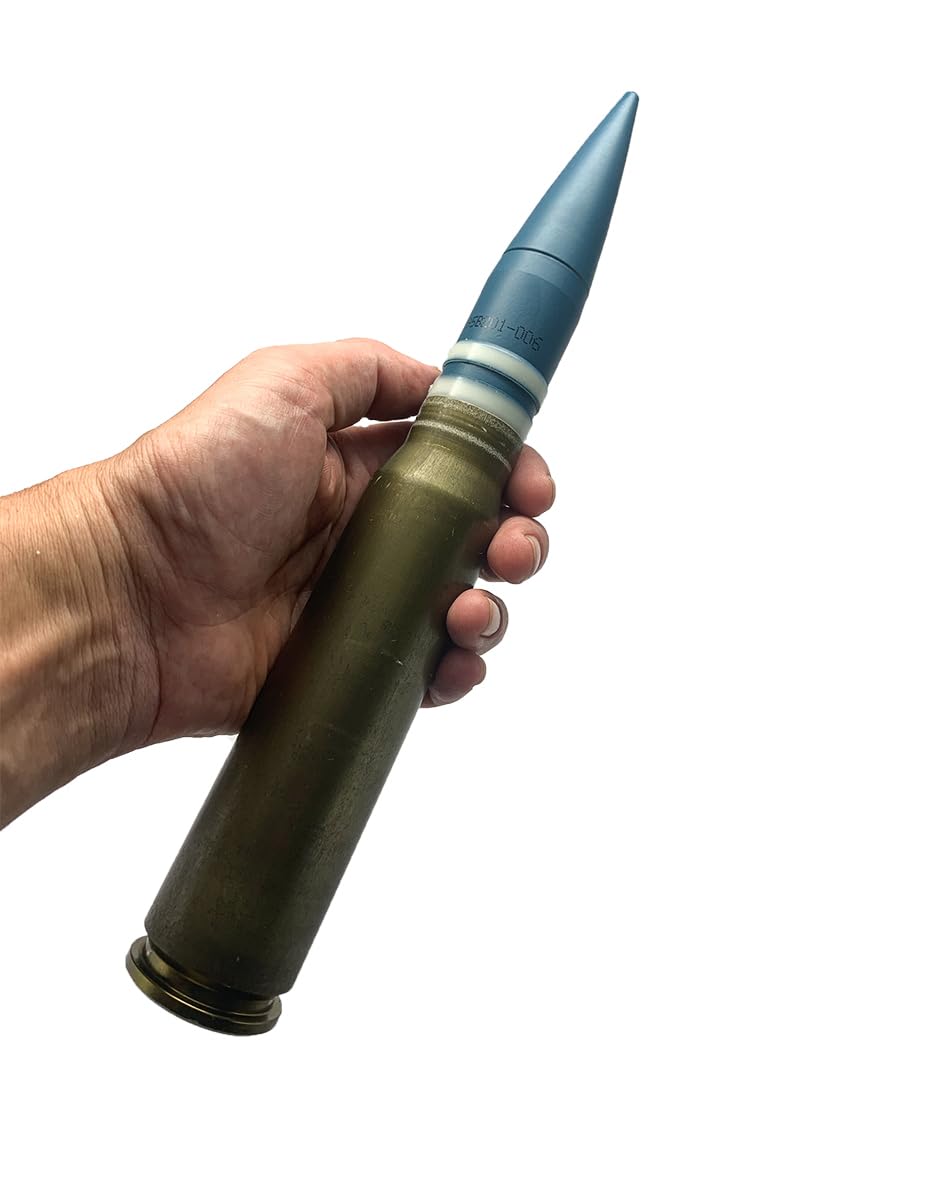 Close-up of General Dynamics A-10 Warthog 30mm dummy round showing inert shell detail