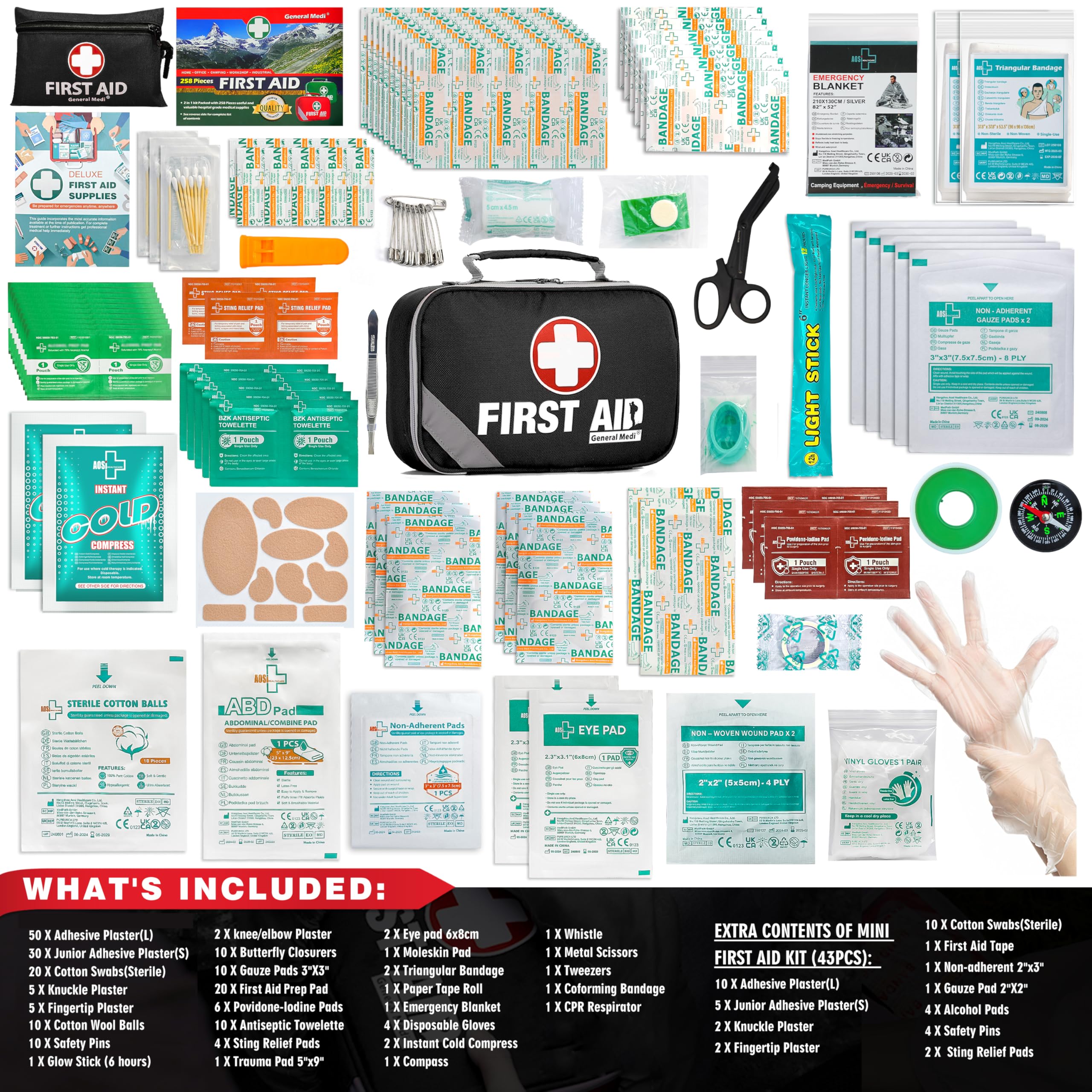 General Medi 2-in-1 first aid kit open compartments showing organized layout.