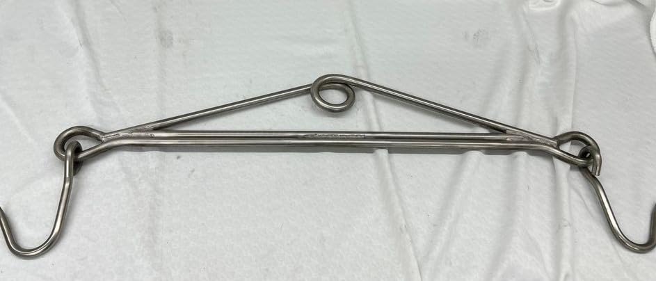 Generic 30-36 inch beef gambrel with a 5/8 inch stainless frame for professional processing.