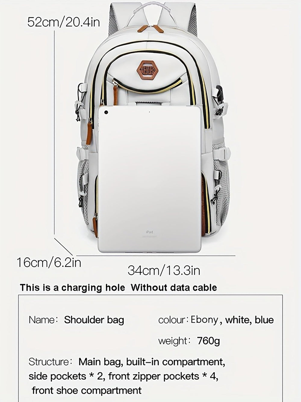 Generic 35L backpack main compartment ready for laptops, clothes, and daily essentials