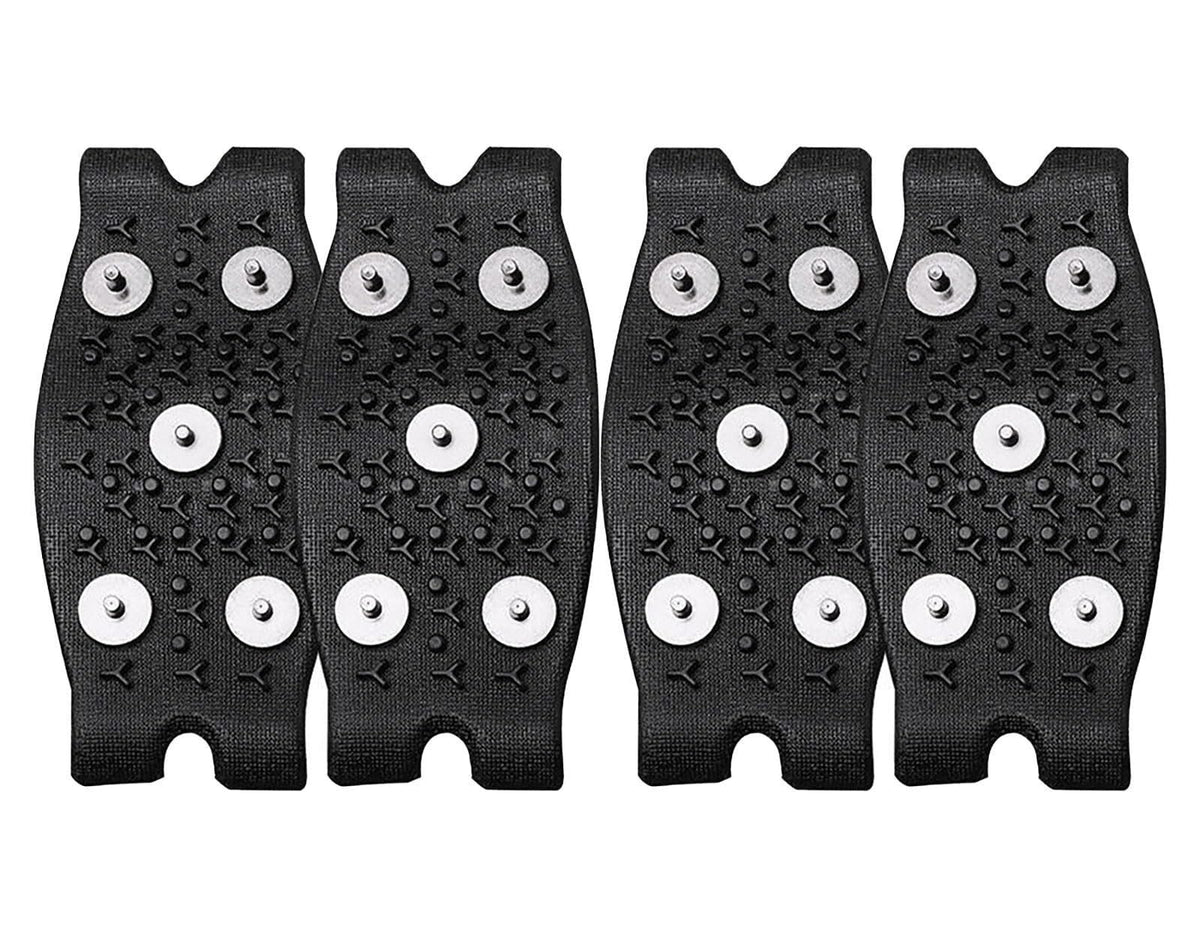 Generic 5-Claw ice cleats on a shoe offering solid traction on ice