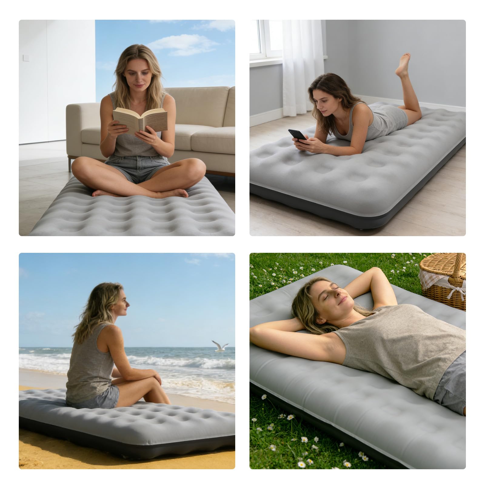 Generic air mattress easy-clean design simplifies maintenance after trips.