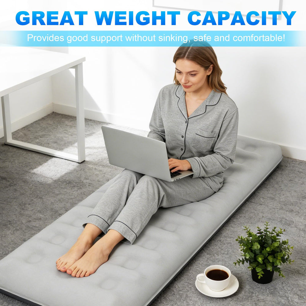Generic air mattress with non-slip surface stays in place.