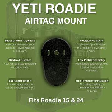 Generic AirTag Holder for YETI Roadie highlighting precision-fit assembly for secure placement