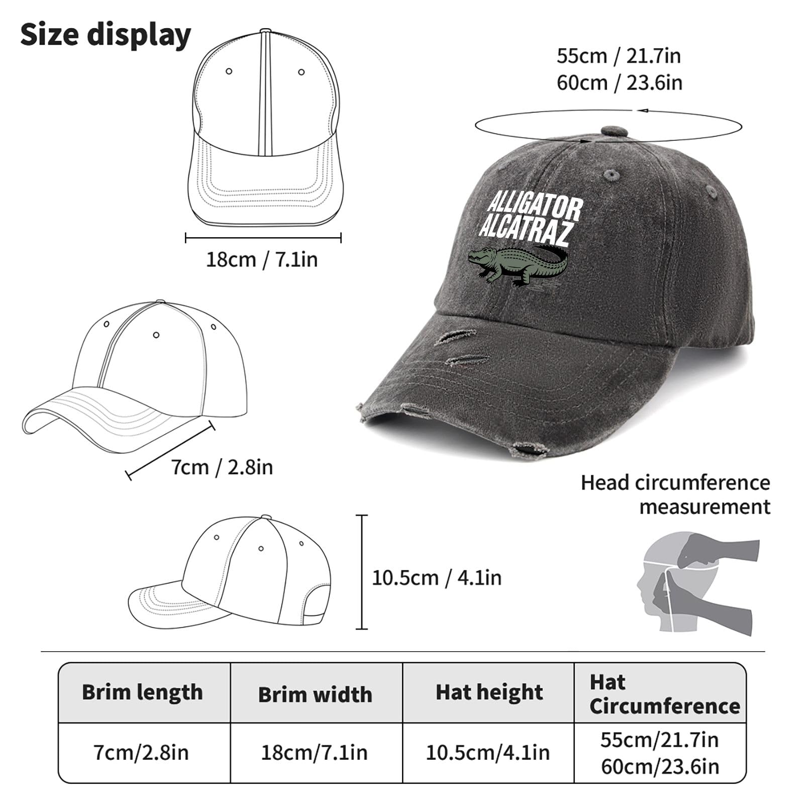 Generic Alligator Alcatraz Hat denim texture with vintage style and easy pairing.