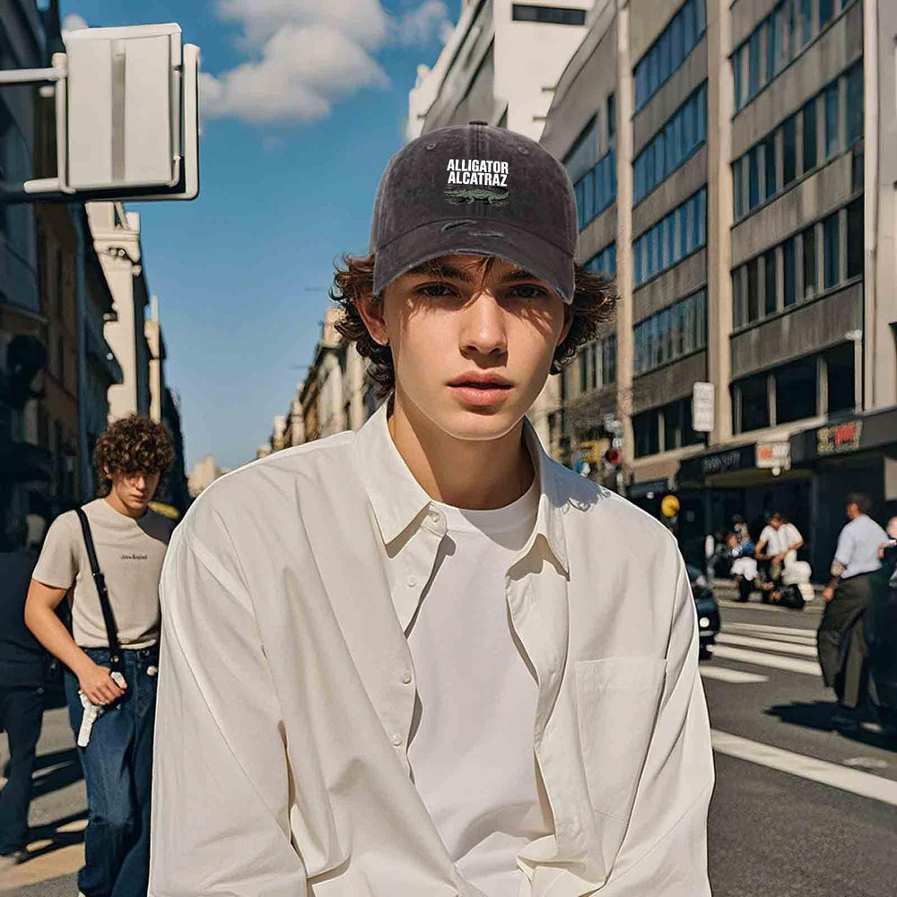Generic Alligator Alcatraz Hat washed denim detail for soft, worn-in comfort.