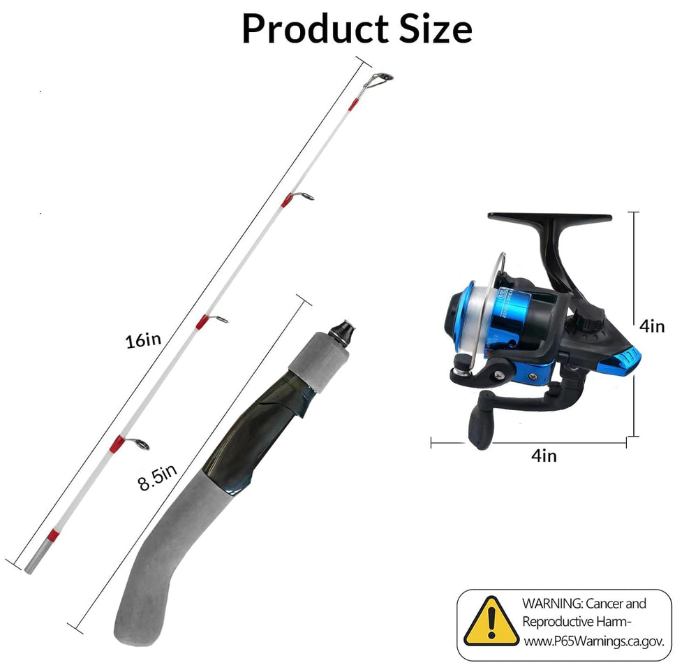Generic ambidextrous ice reel with push-button handle supports travel and storage
