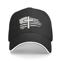 Generic American Flag Cross Hat back close-up with adjustable strap for secure fit