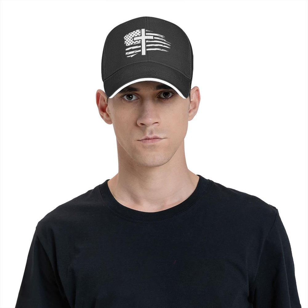 Generic American Flag Cross Hat packaged for retail display and storage