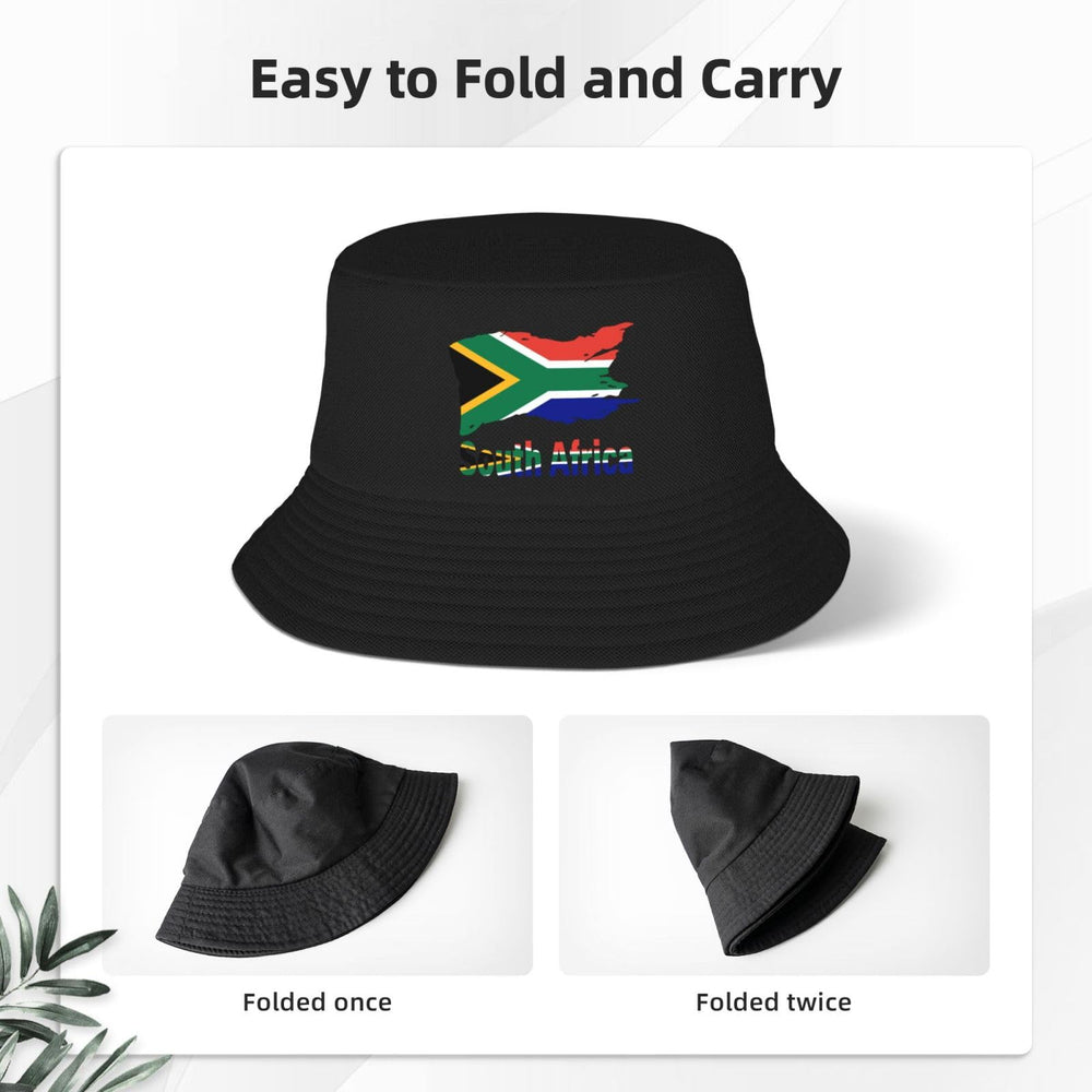 Generic Artist Text South Africa Flag bucket hat folded packable in pocket.
