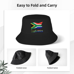 Generic Artist Text South Africa Flag bucket hat folded packable in pocket.