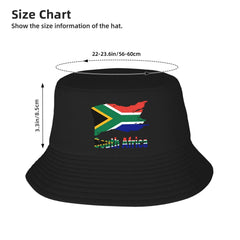 Generic Artist Text South Africa Flag bucket hat wide brim provides shade.