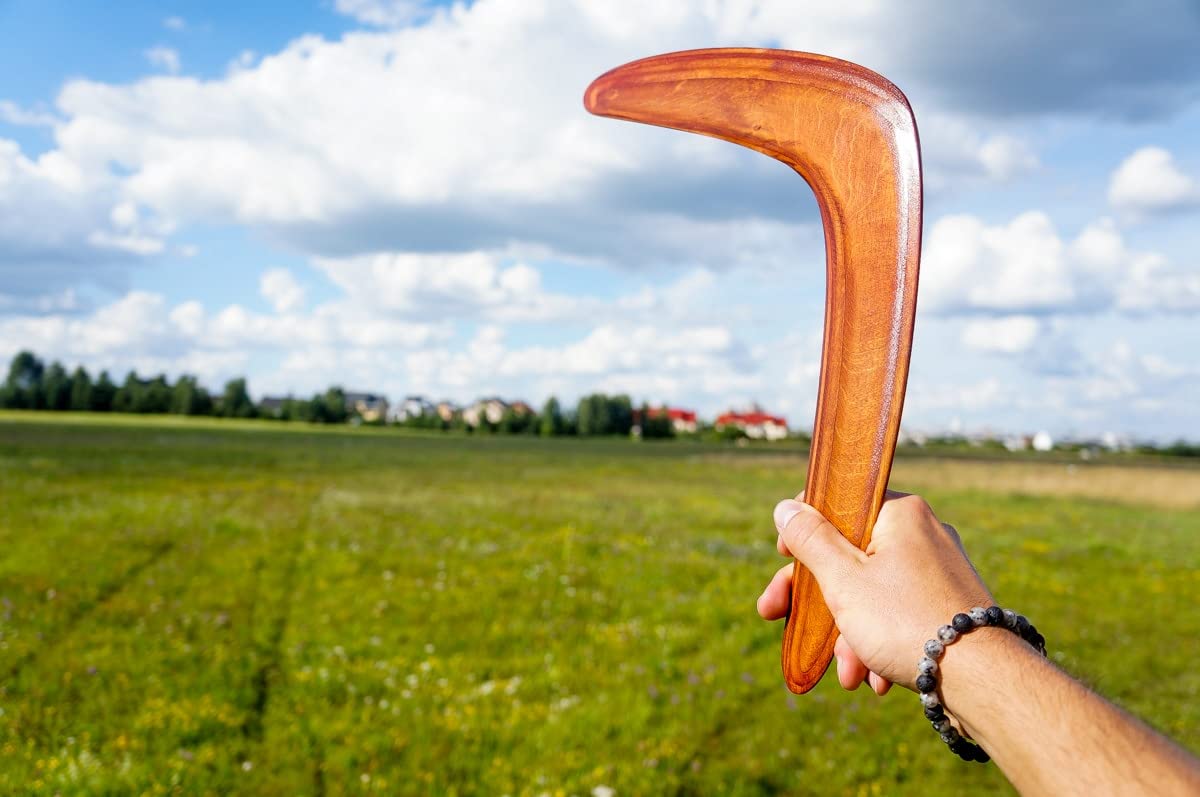 Generic boomerang crafted from Baltic birch wood conveys durability and sturdy performance.