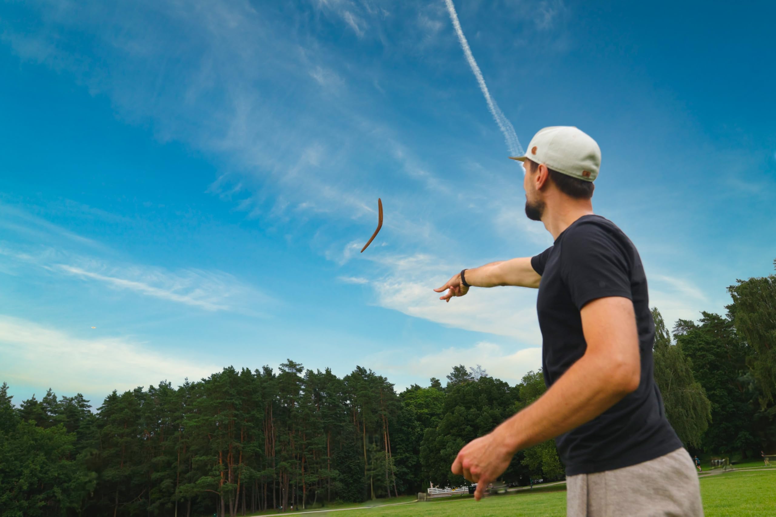 Generic boomerang in flight-test arc demonstrates reliable return under proper form.