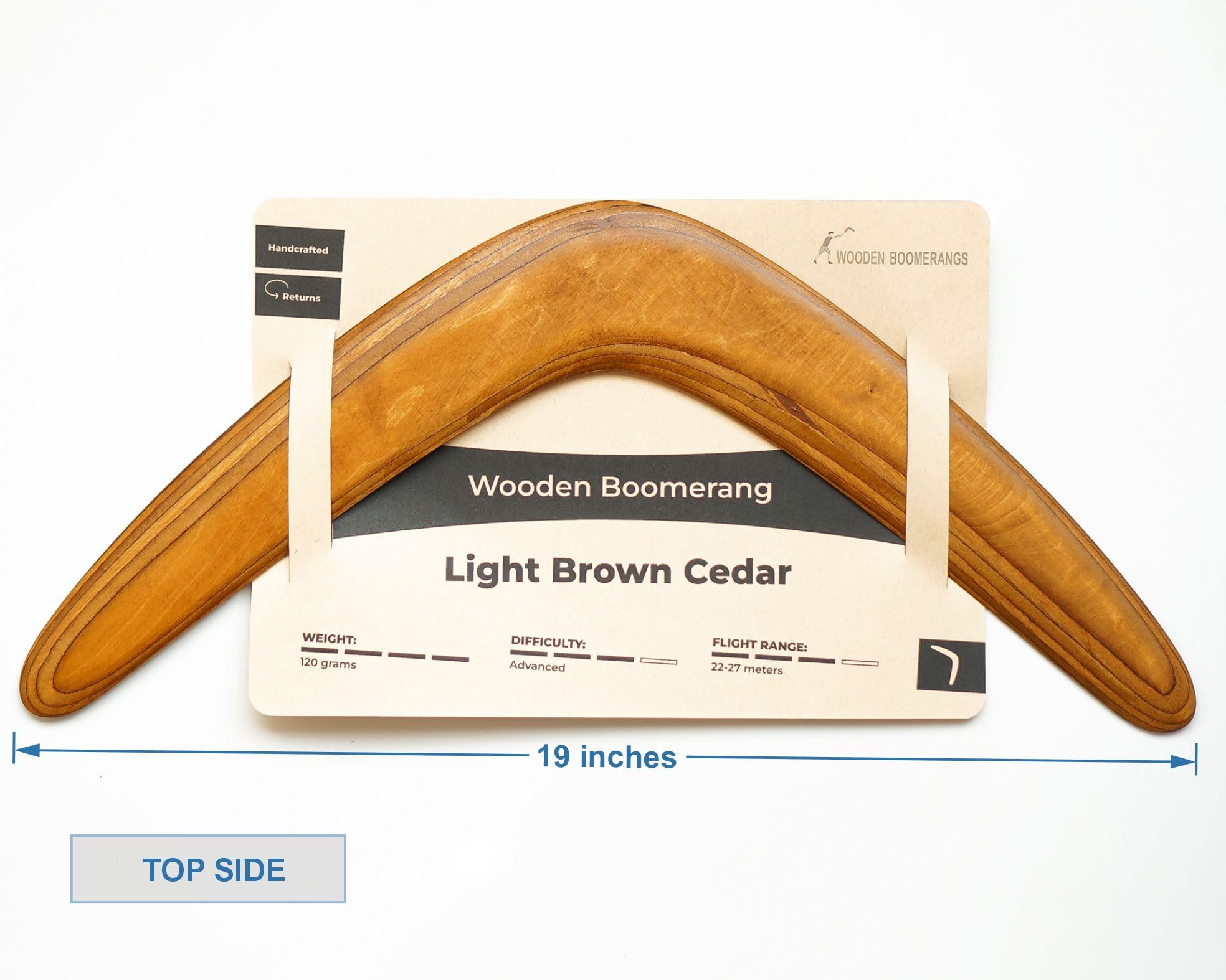 Generic boomerang returning mid-air illustrates practical backyard play and skill-building.