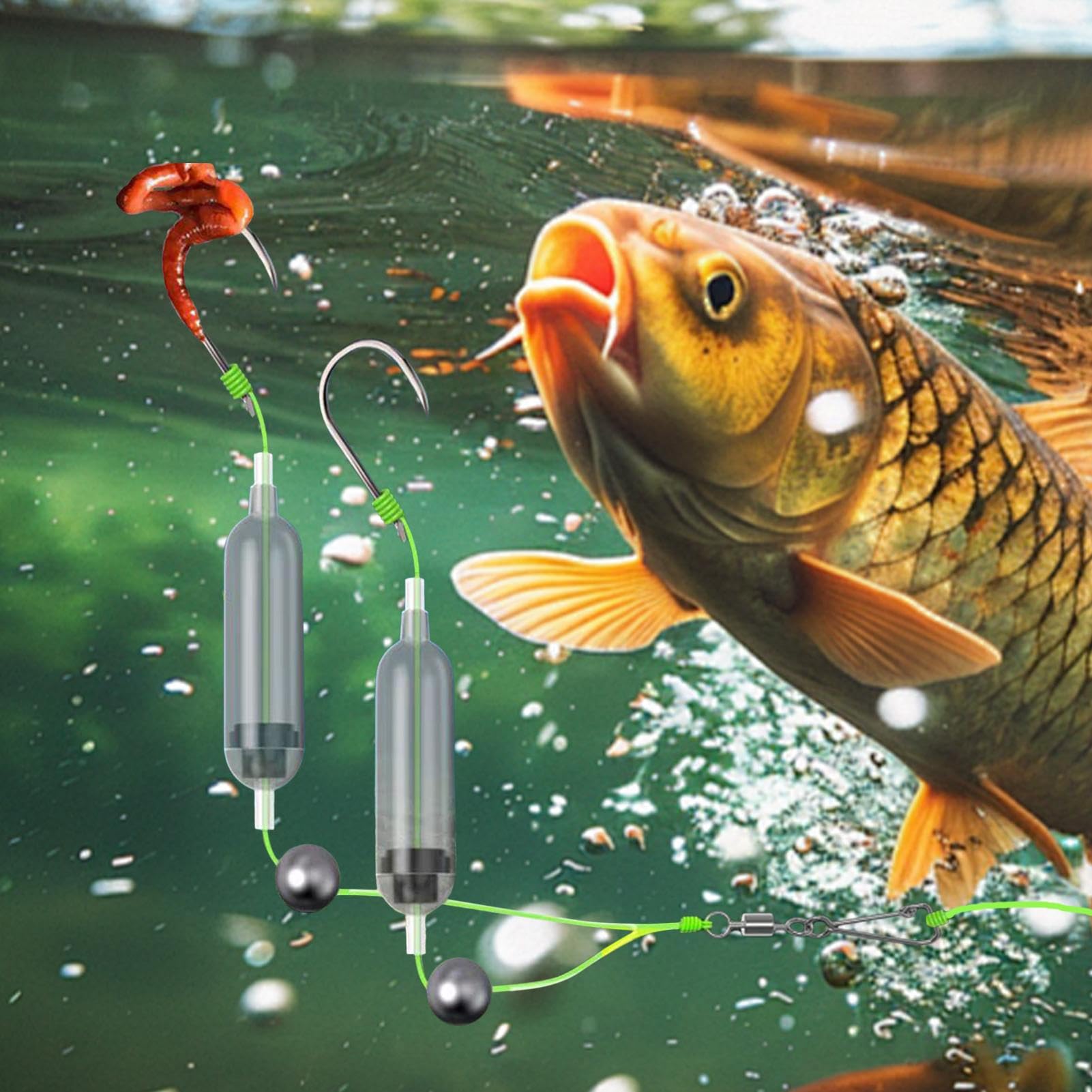 Generic Bottom Fishing Rigs depth-adjustable floats for varying water depths.