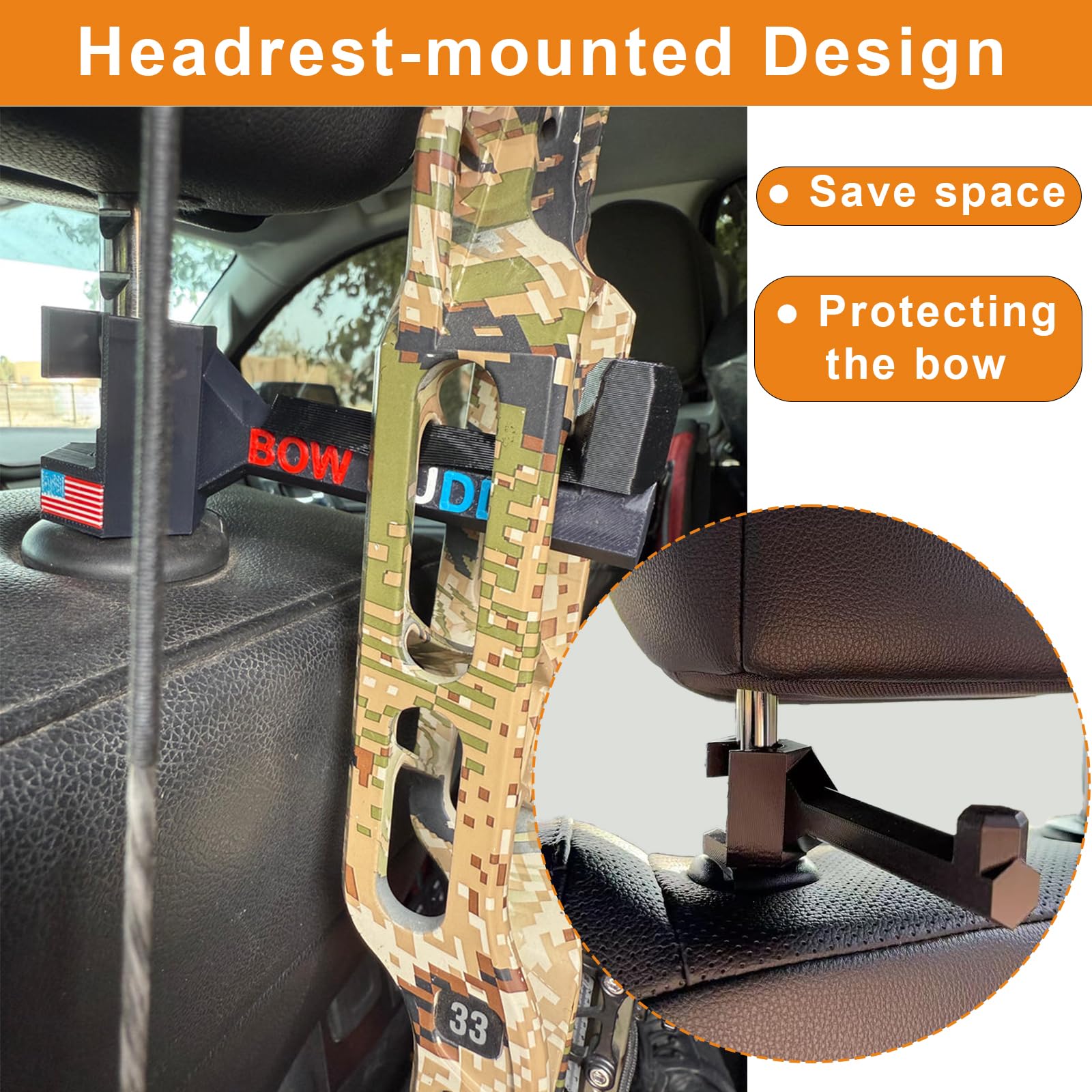 Generic Bow Beam Twist-On installation demonstrates easy, tool-free setup on a curved headrest.