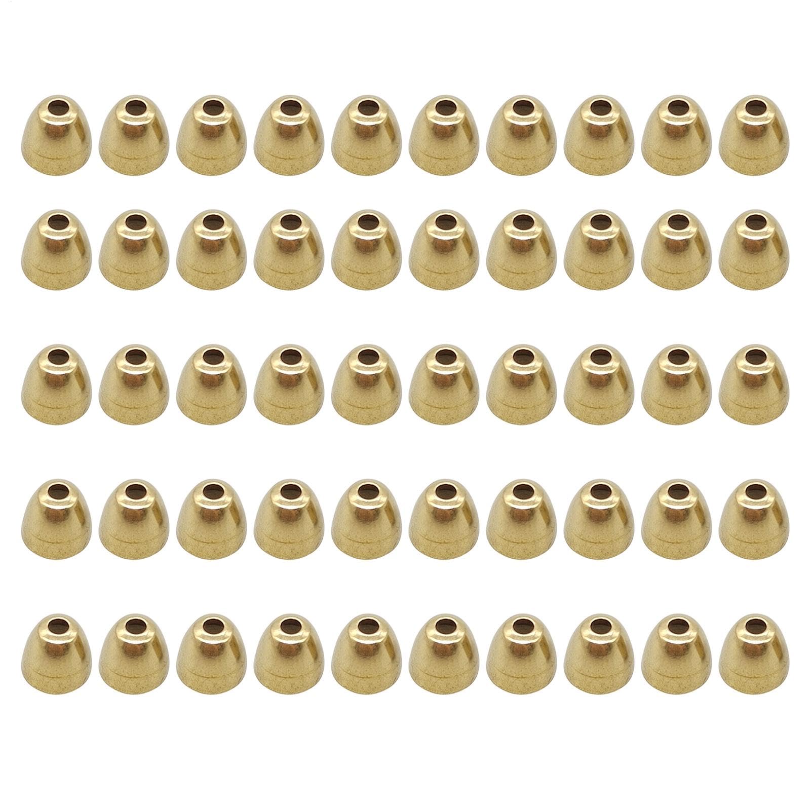 Generic Brass Cone Heads, size 6x5mm close-up for deeper presentations