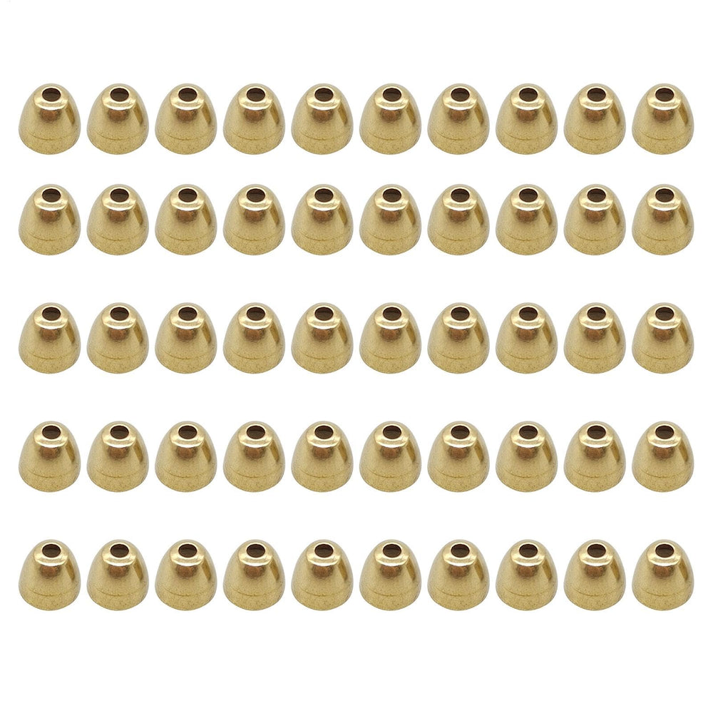 Generic Brass Cone Heads, size 6x5mm close-up for deeper presentations