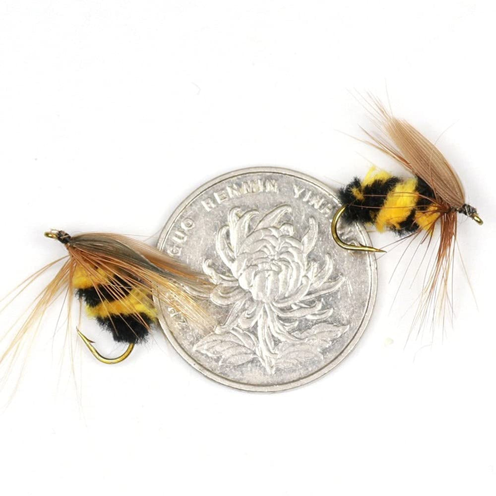 Generic bumble-bee fly bait with feather and fiber texture.