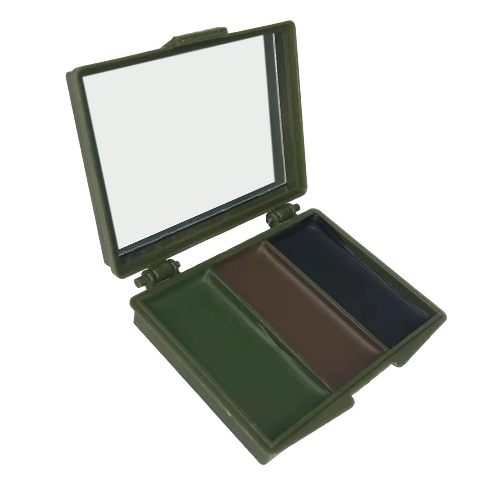Generic camouflage face paint three-color set with mirrors for outdoor concealment.
