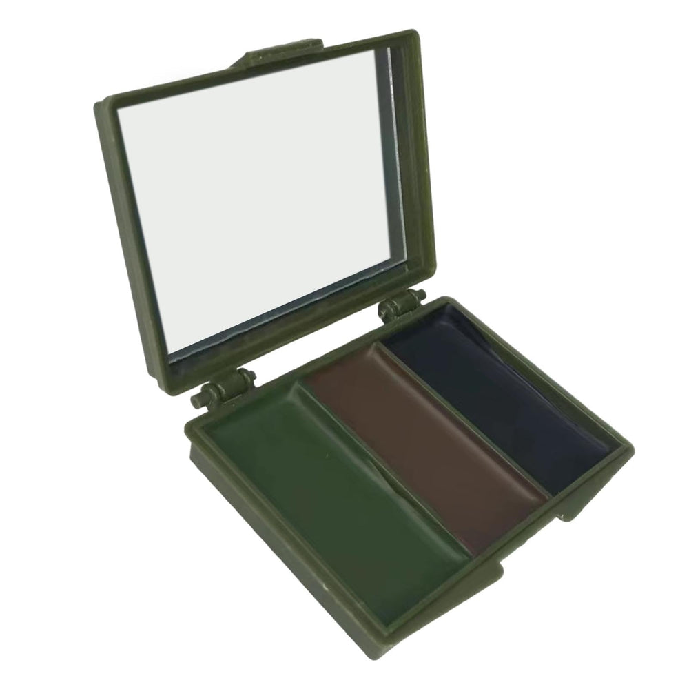 Generic camouflage face paint three-color set with mirrors for outdoor concealment.