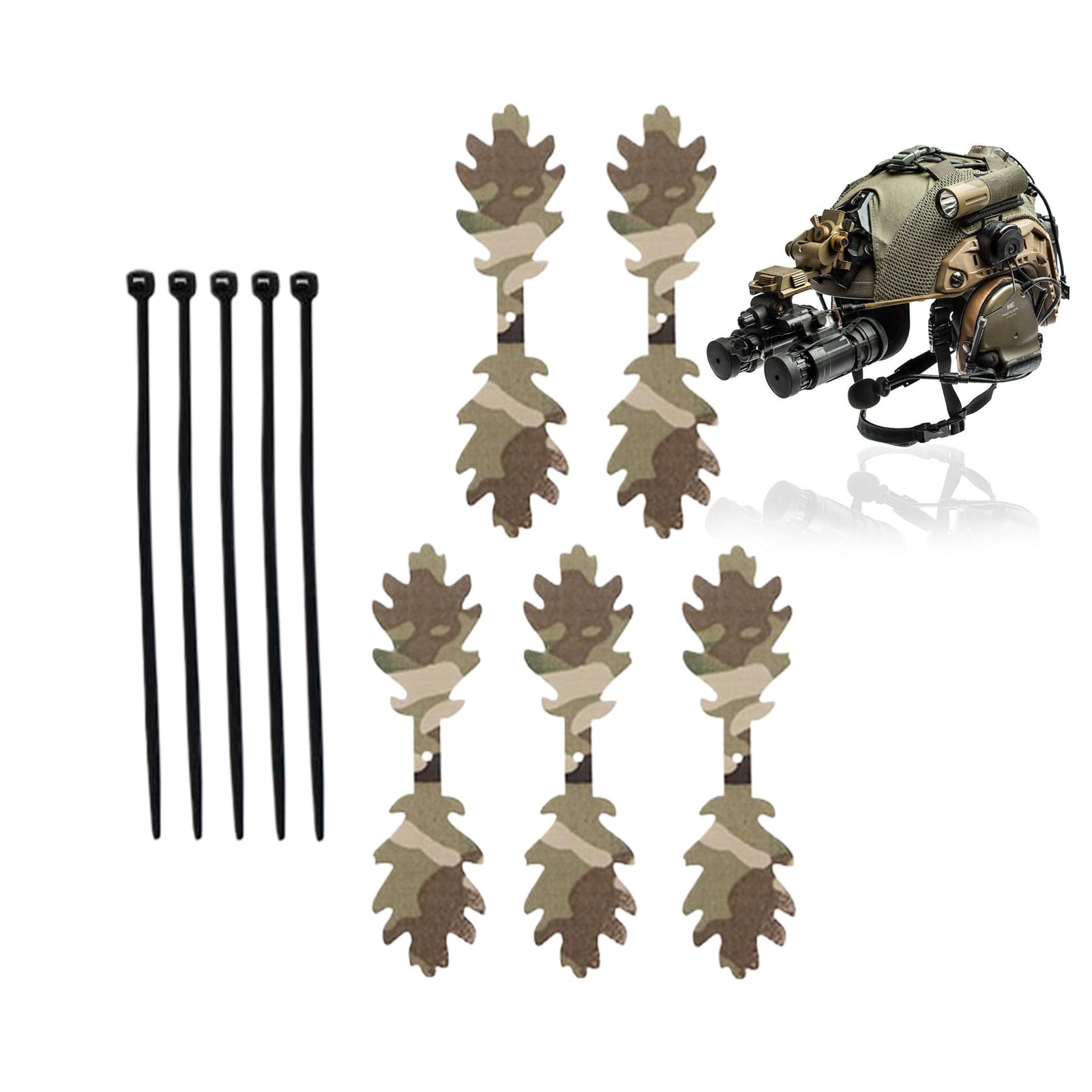 Generic camouflage leaf wrap 5-pack shown bundled for versatile woodland concealment.