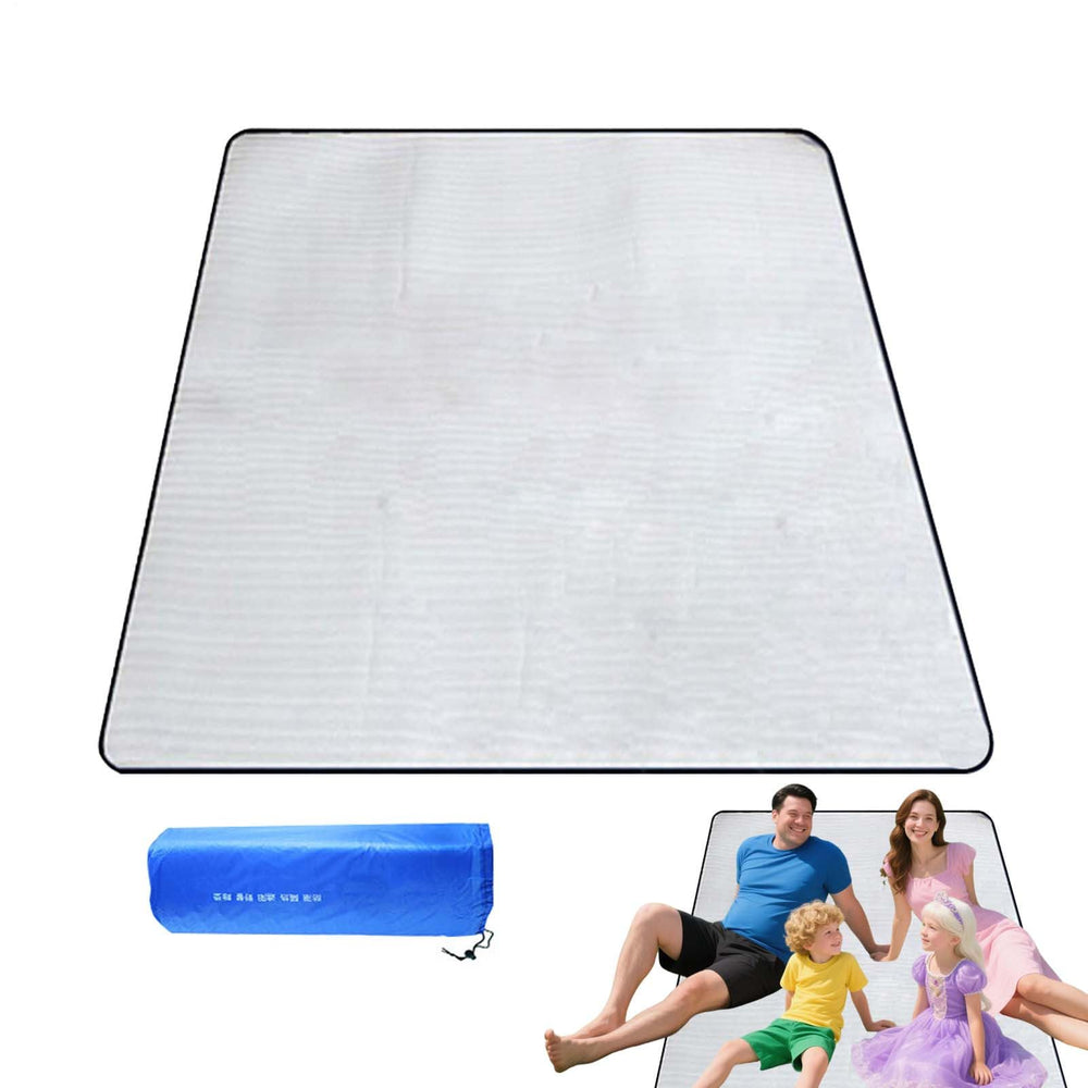 Generic camping mat foil blanket laid flat, showcasing waterproof surface and easy cleaning.