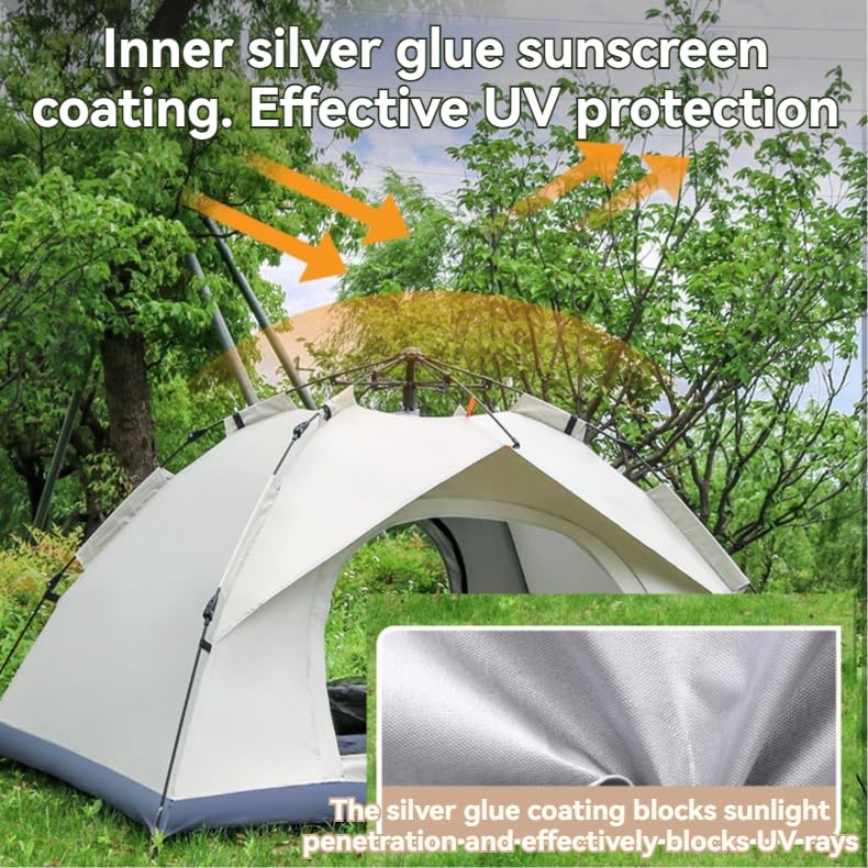 Generic camping tent sun protection with silver coating delivers cooler shelter and UV protection