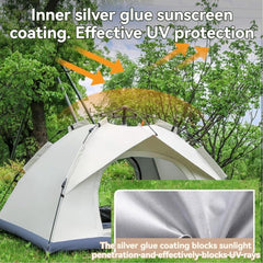 Generic camping tent sun protection with silver coating delivers cooler shelter and UV protection