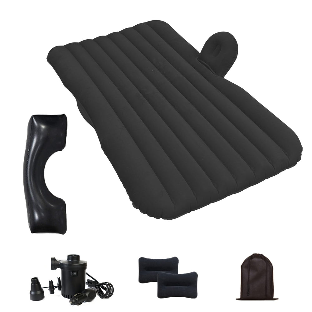 Generic car air mattress on back seat ready for a comfortable sleep setup