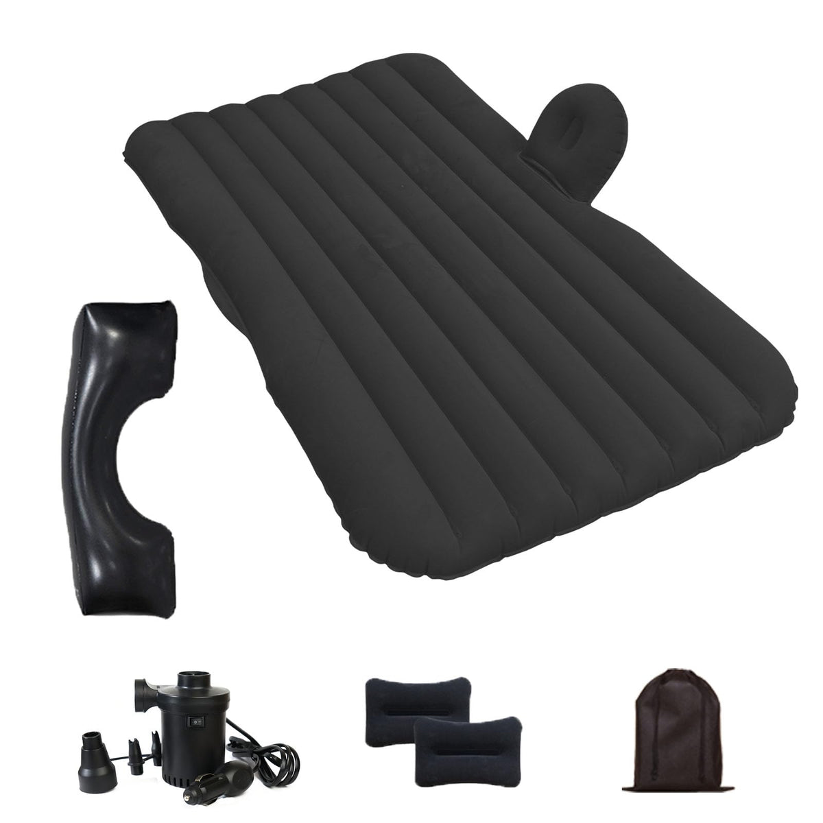 Generic car air mattress on back seat ready for a comfortable sleep setup