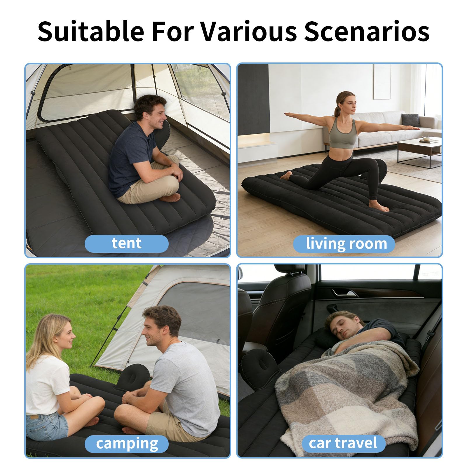 Durable Oxford PVC material of the Generic car air mattress resists wear
