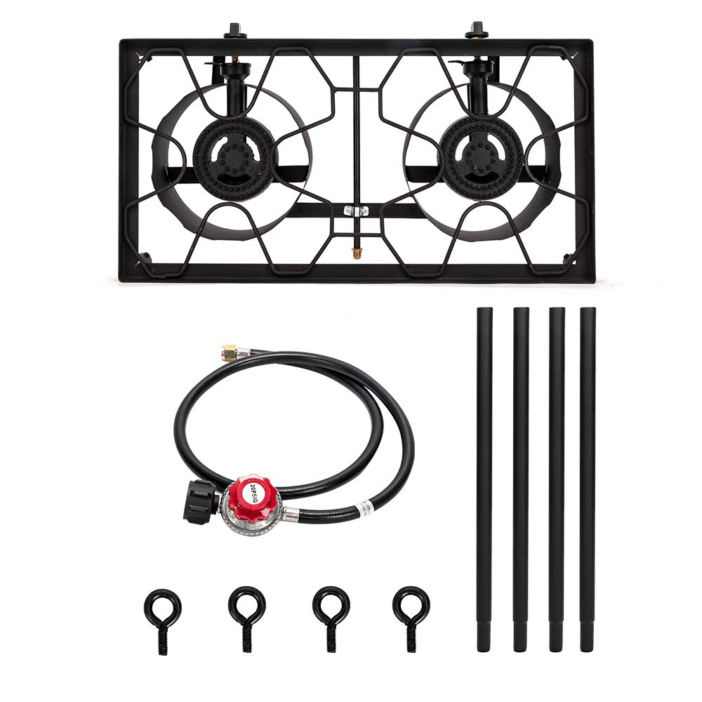 Generic cast-iron stove base is sturdy for long-term outdoor use.