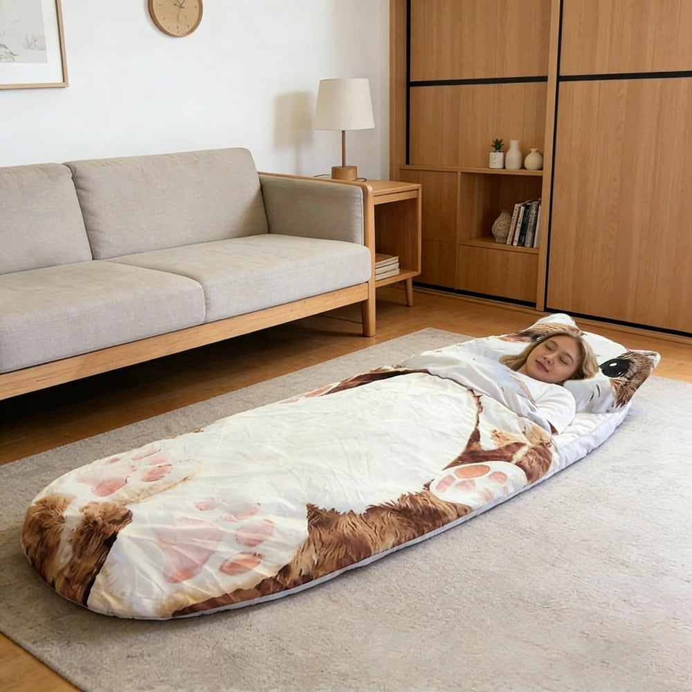 Generic Cat Shaped Plush Sleeping Bag shows plush ears for playful home lounging