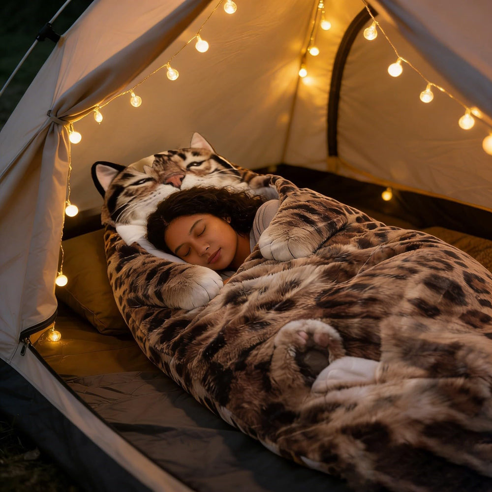 Generic Cat Shaped Plush Sleeping Bag blends softness with playful style